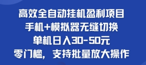 图片[1]-高效全自动挂机盈利项目 单机日入30-50元 零门槛 支持批量放大操作-虚拟资源库